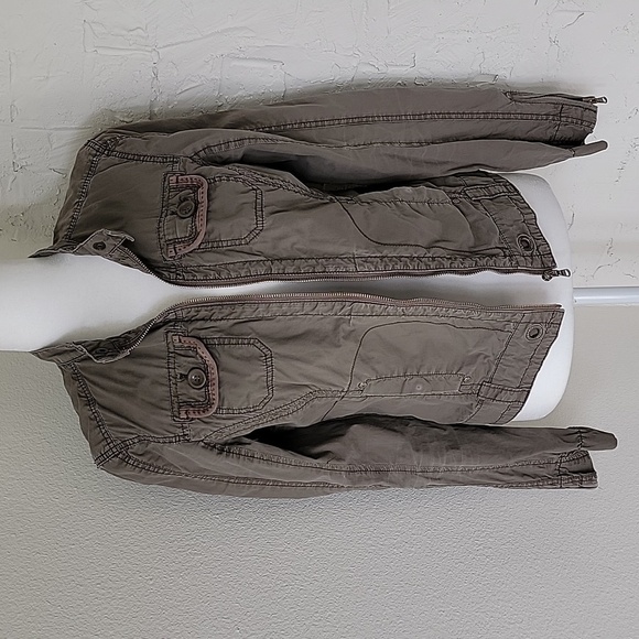 Esprit Jacket Coat Outerwear Utility Military Zip-Up Lightweight Pockets Green S - Picture 1 of 16